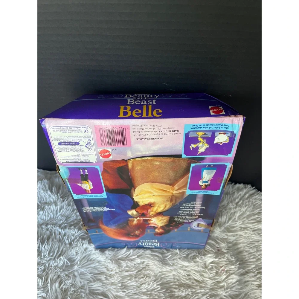 Vintage 1991 Disney Beauty and the Beast Belle Doll Mattel 2433 Gold Gown NIB